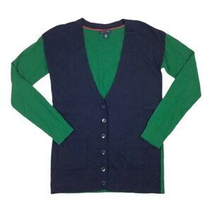 Tommy Hilfiger V Neck Preppy Grandpa Cardigan Sweater Women's Men's S Green Blue